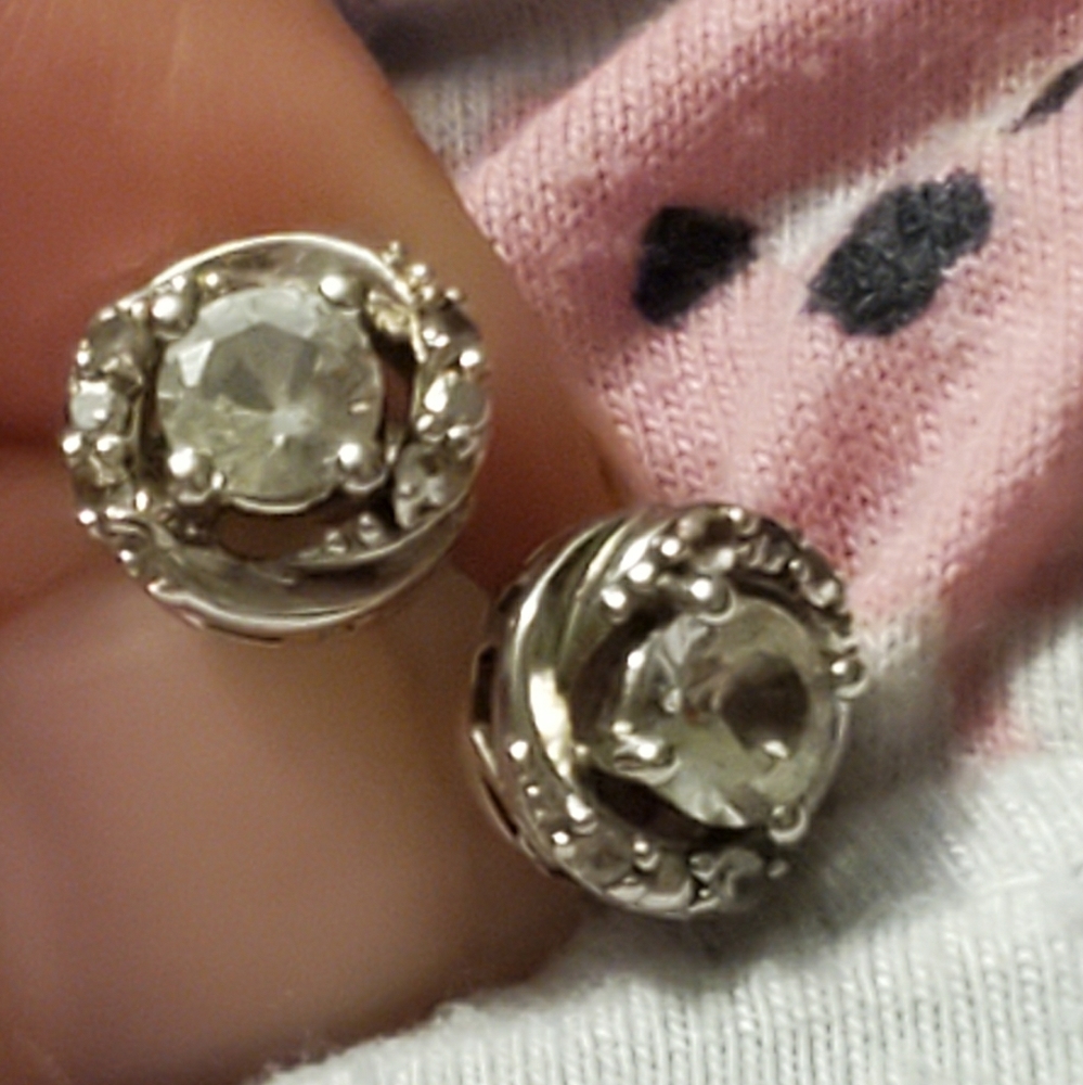 925 Sterling Diamond Stud Earrings